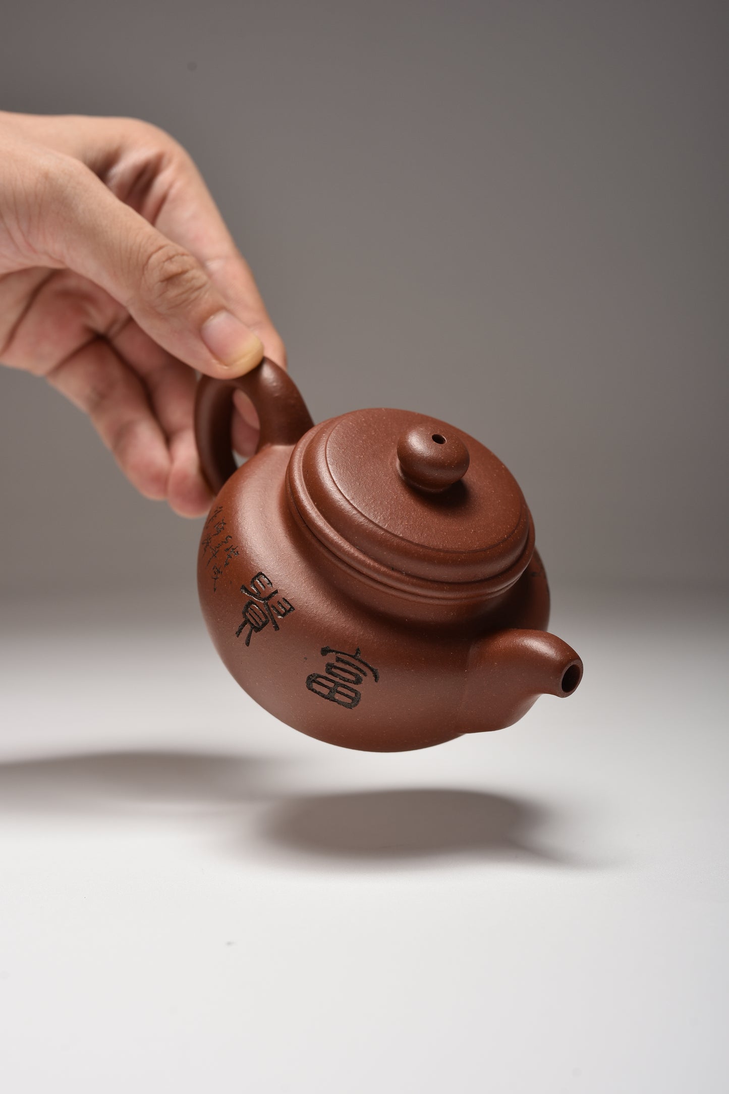 Fang Gu (120ml) Dicaoqing Clay Yixing Teapot with Carving