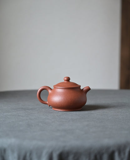 Pan Hu (130ml) Red Jiang Po Ni Clay Yixing Teapot