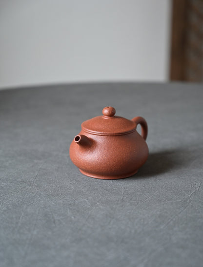 Pan Hu (130ml) Red Jiang Po Ni Clay Yixing Teapot